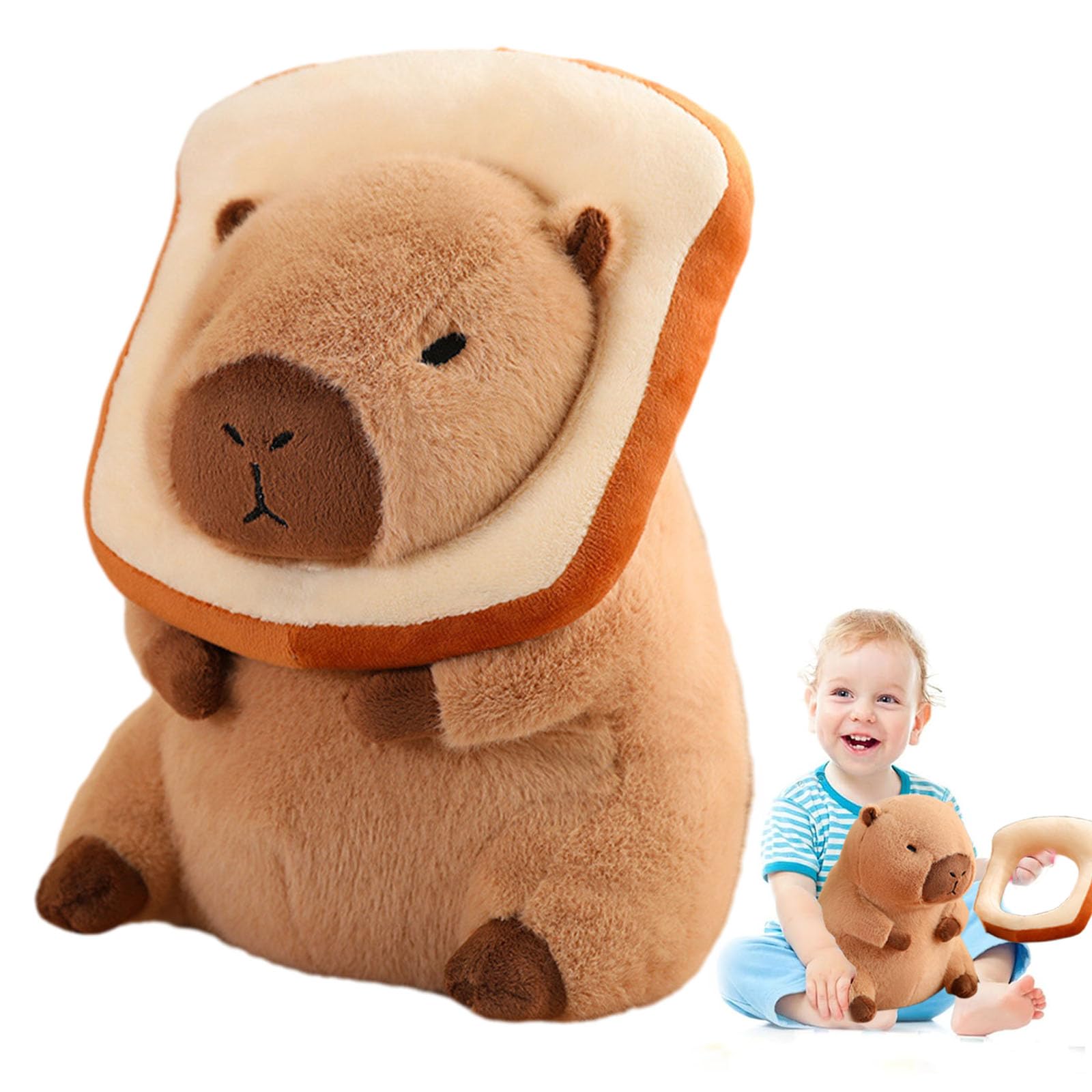 Milegi 12 ' Capybara Plush Toy Kawaii, Cute Capybara Stuffed Animal With Wearable Bread, Soft Plushies Doll Bread Pillow For Gi